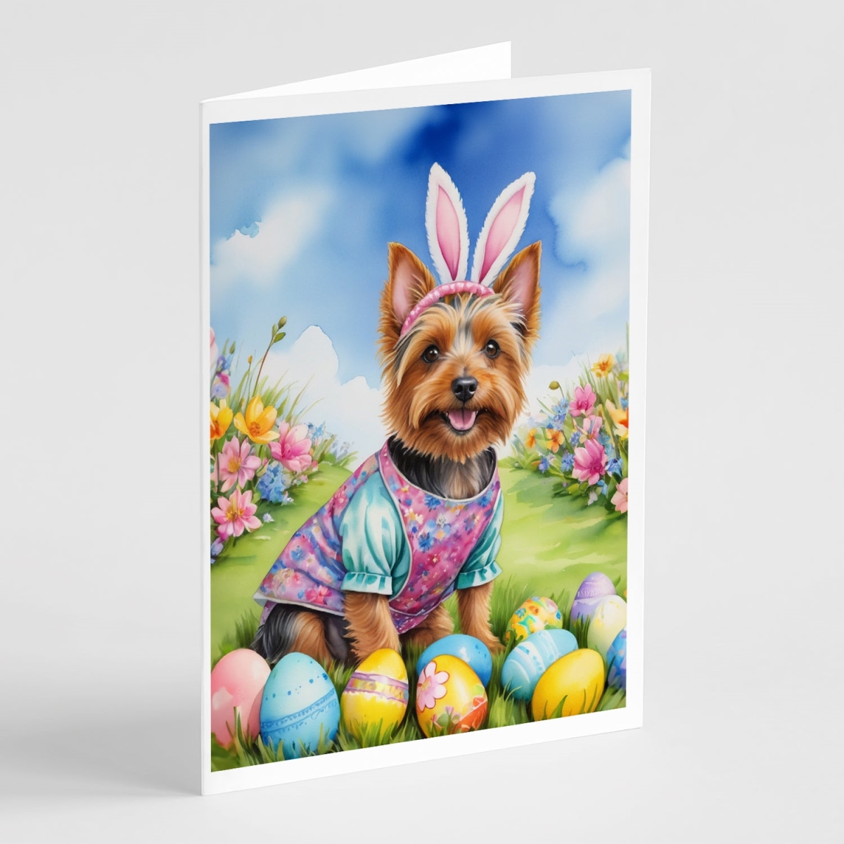 DAC4935GCA7P 5 x 7 in. Australian Terrier Easter Egg Hunt Greeting Cards - Pack of 8