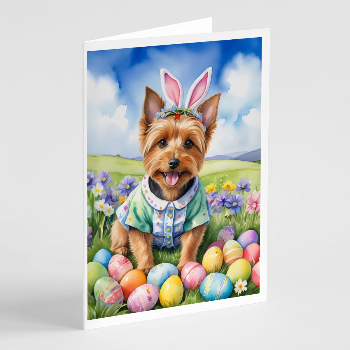 DAC4936GCA7P 5 x 7 in. Australian Terrier Easter Egg Hunt Greeting Cards - Pack of 8