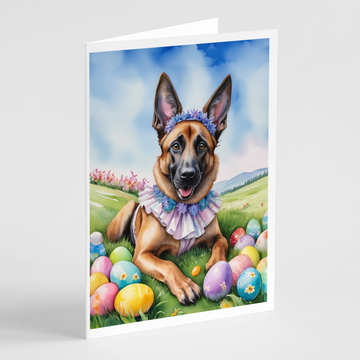 DAC4945GCA7P 5 x 7 in. Belgian Malinois Easter Egg Hunt Greeting Cards - Pack of 8