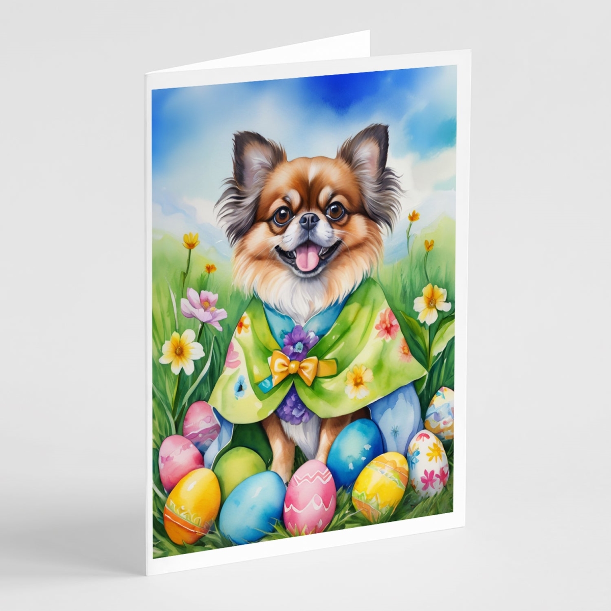 DAC5193GCA7P 5 x 7 in. Tibetan Spaniel Easter Egg Hunt Greeting Cards - Pack of 8