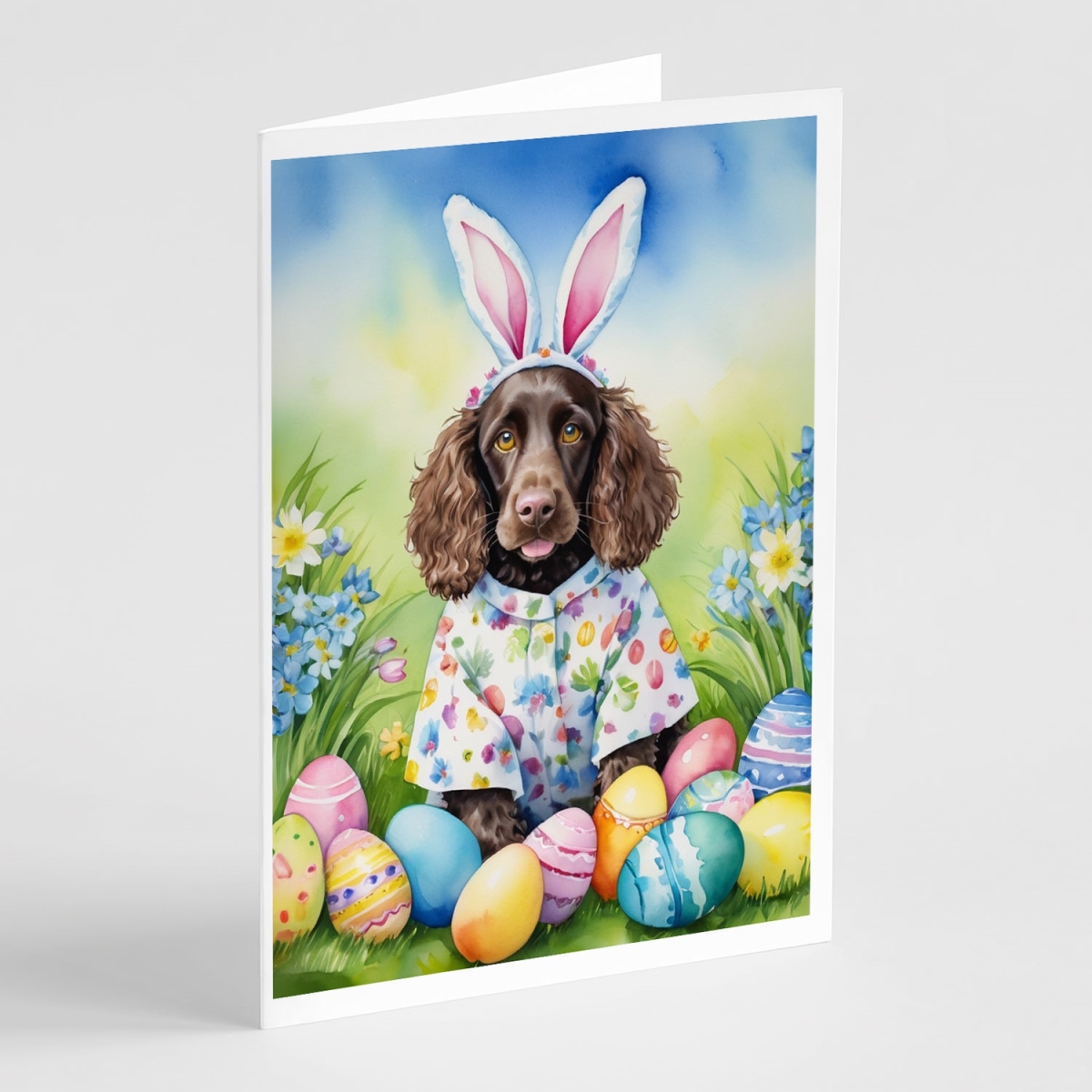 DAC5197GCA7P 5 x 7 in. Water Spaniel Easter Egg Hunt Greeting Cards - Pack of 8