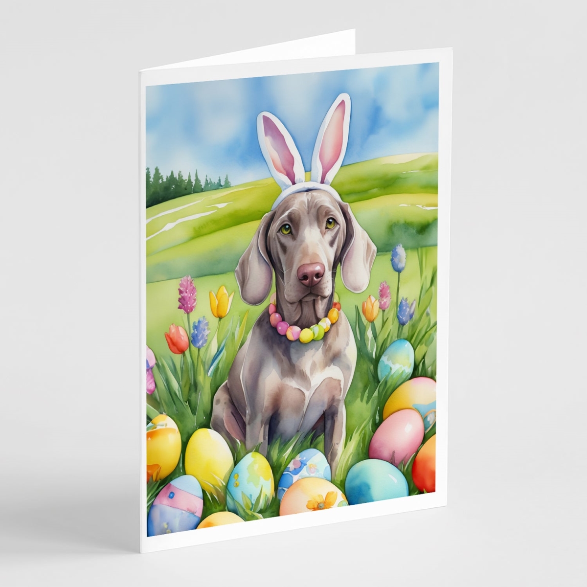 DAC5198GCA7P 5 x 7 in. Weimaraner Easter Egg Hunt Greeting Cards - Pack of 8