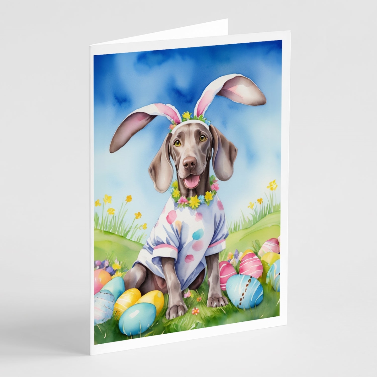 DAC5199GCA7P 5 x 7 in. Weimaraner Easter Egg Hunt Greeting Cards - Pack of 8
