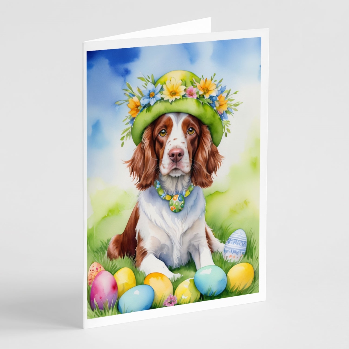 DAC5200GCA7P 5 x 7 in. Welsh Springer Spaniel Easter Egg Hunt Greeting Cards - Pack of 8