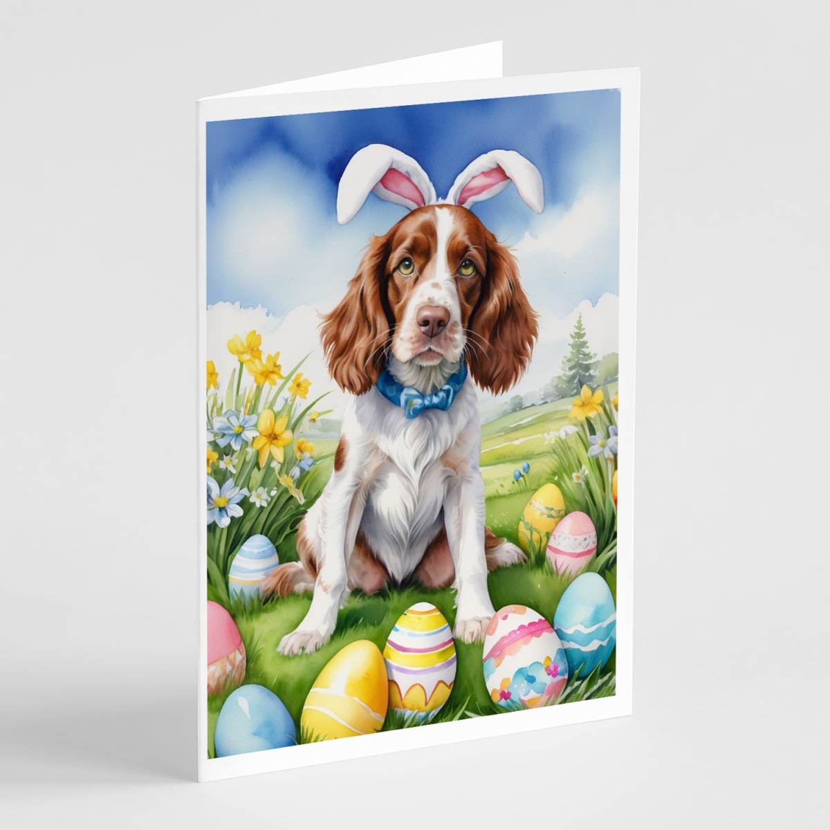 DAC5201GCA7P 5 x 7 in. Welsh Springer Spaniel Easter Egg Hunt Greeting Cards - Pack of 8