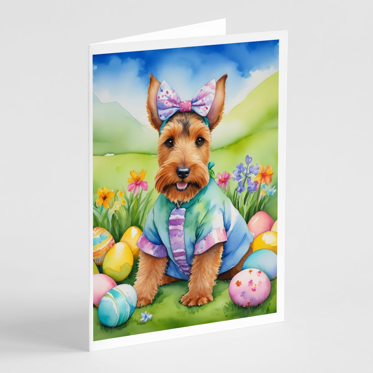 DAC5203GCA7P 5 x 7 in. Welsh Terrier Easter Egg Hunt Greeting Cards - Pack of 8