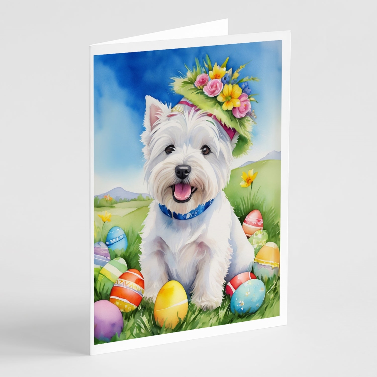 DAC5204GCA7P 5 x 7 in. Westie Easter Egg Hunt Greeting Cards - Pack of 8