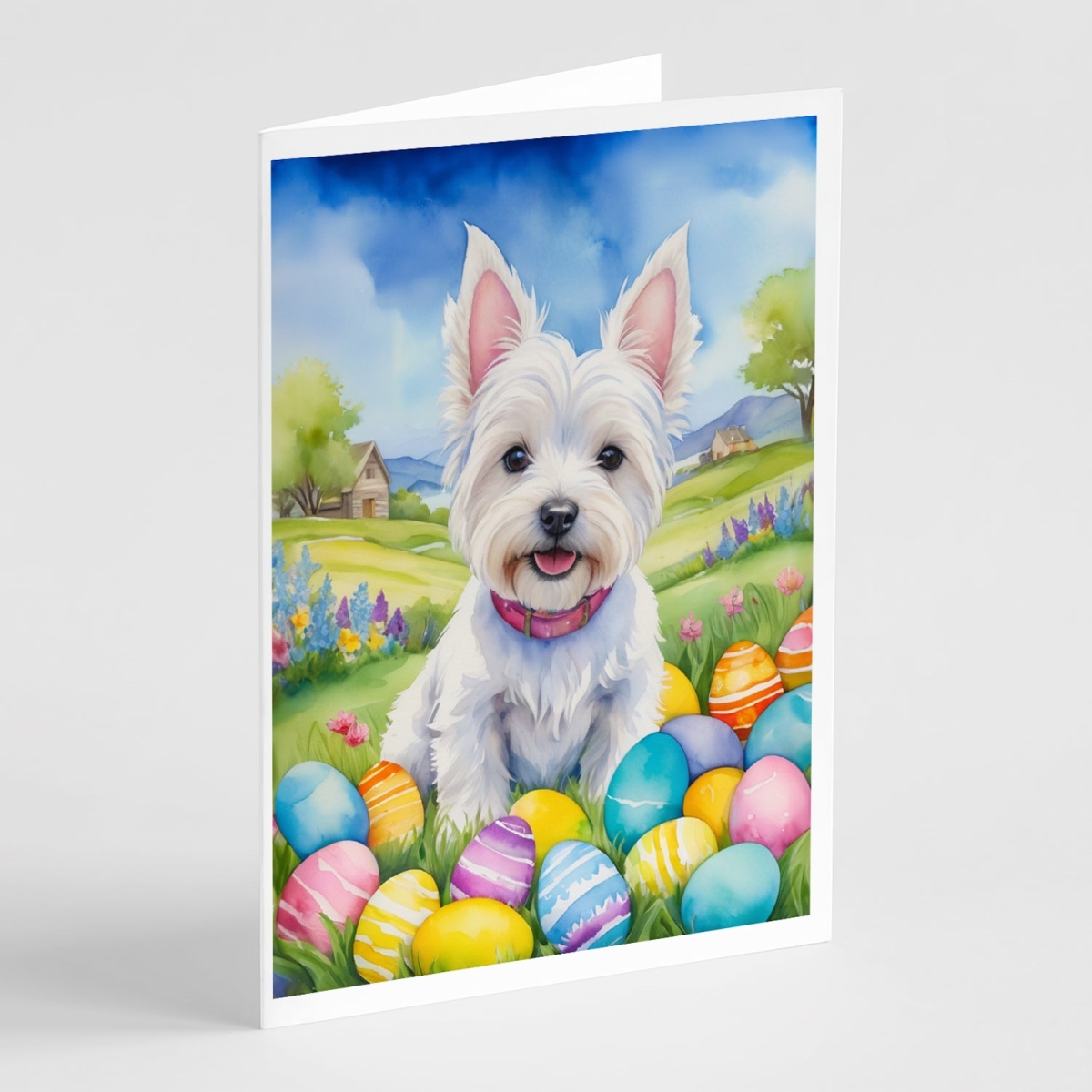 DAC5205GCA7P 5 x 7 in. Westie Easter Egg Hunt Greeting Cards - Pack of 8