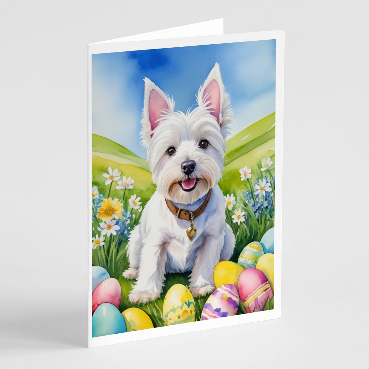 DAC5206GCA7P 5 x 7 in. Westie Easter Egg Hunt Greeting Cards - Pack of 8
