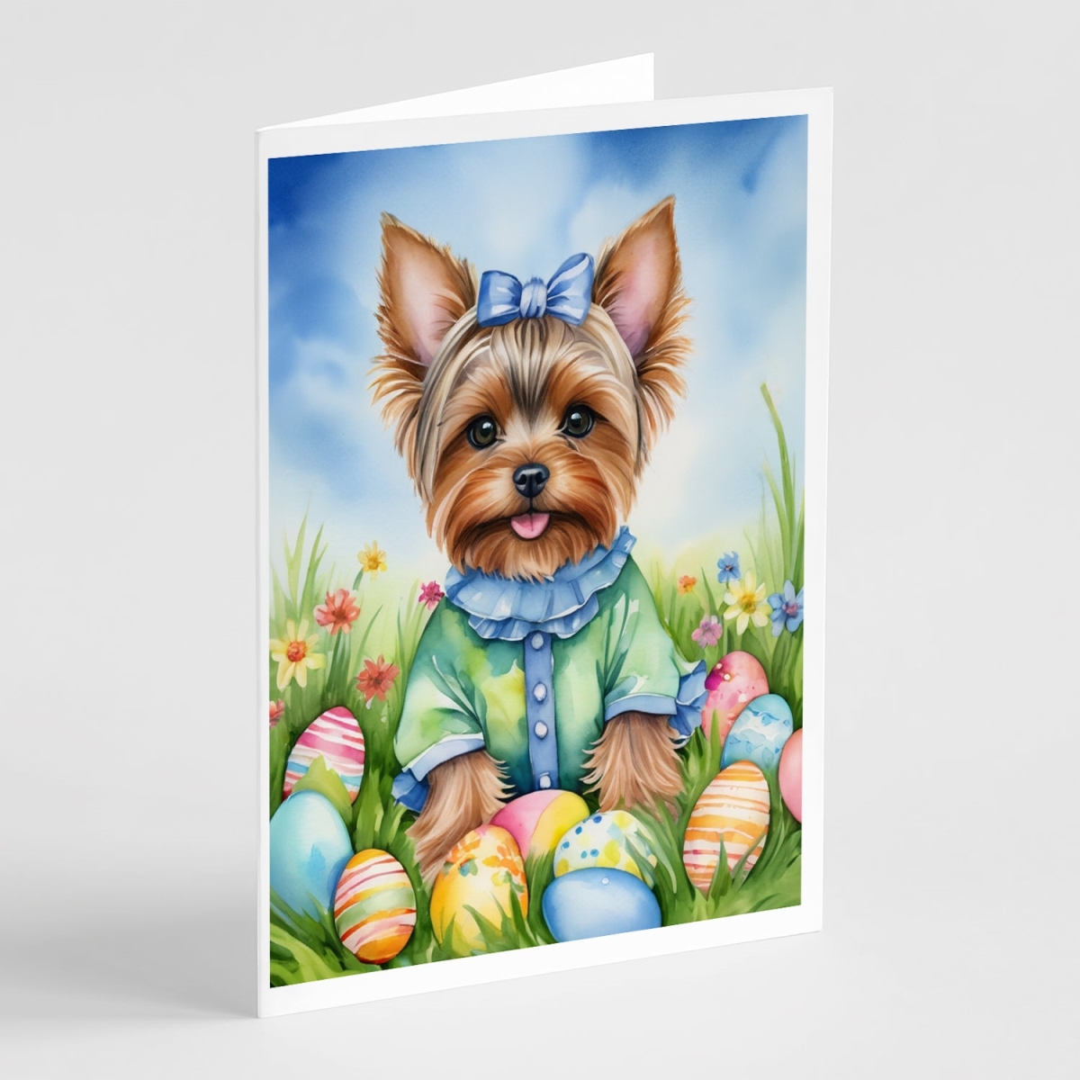 DAC5214GCA7P 5 x 7 in. Yorkshire Terrier Easter Egg Hunt Greeting Cards - Pack of 8