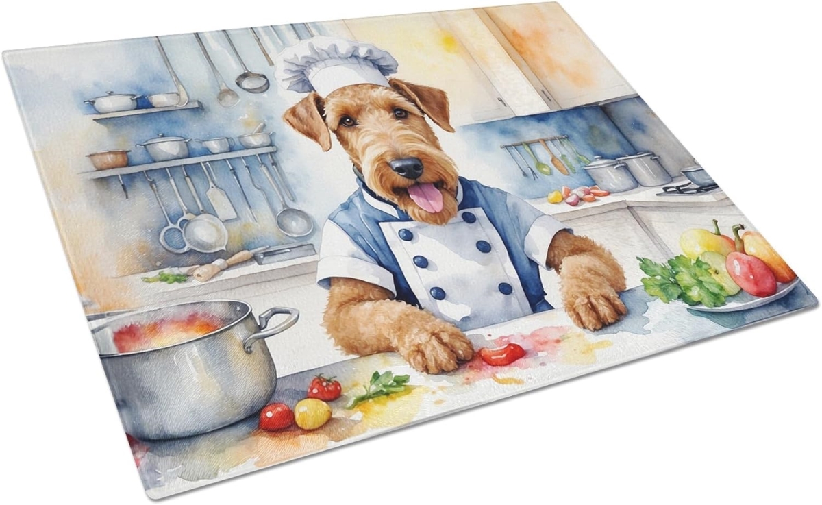DAC6181LCB 15 x 12 in. Airedale Terrier The Chef Glass Cutting Board