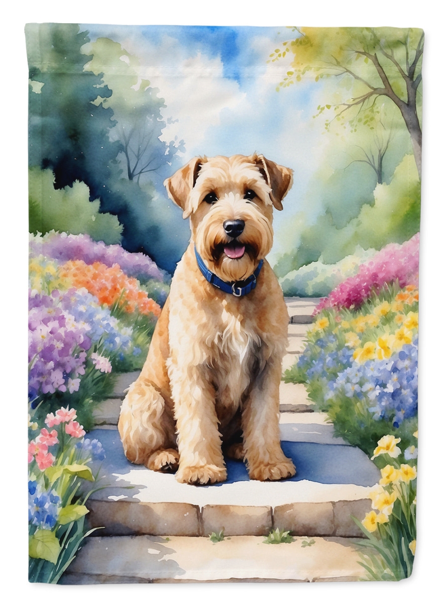 DAC6732GF 15.5 x 11.25 in. Wheaten Terrier Spring Path Garden Flag
