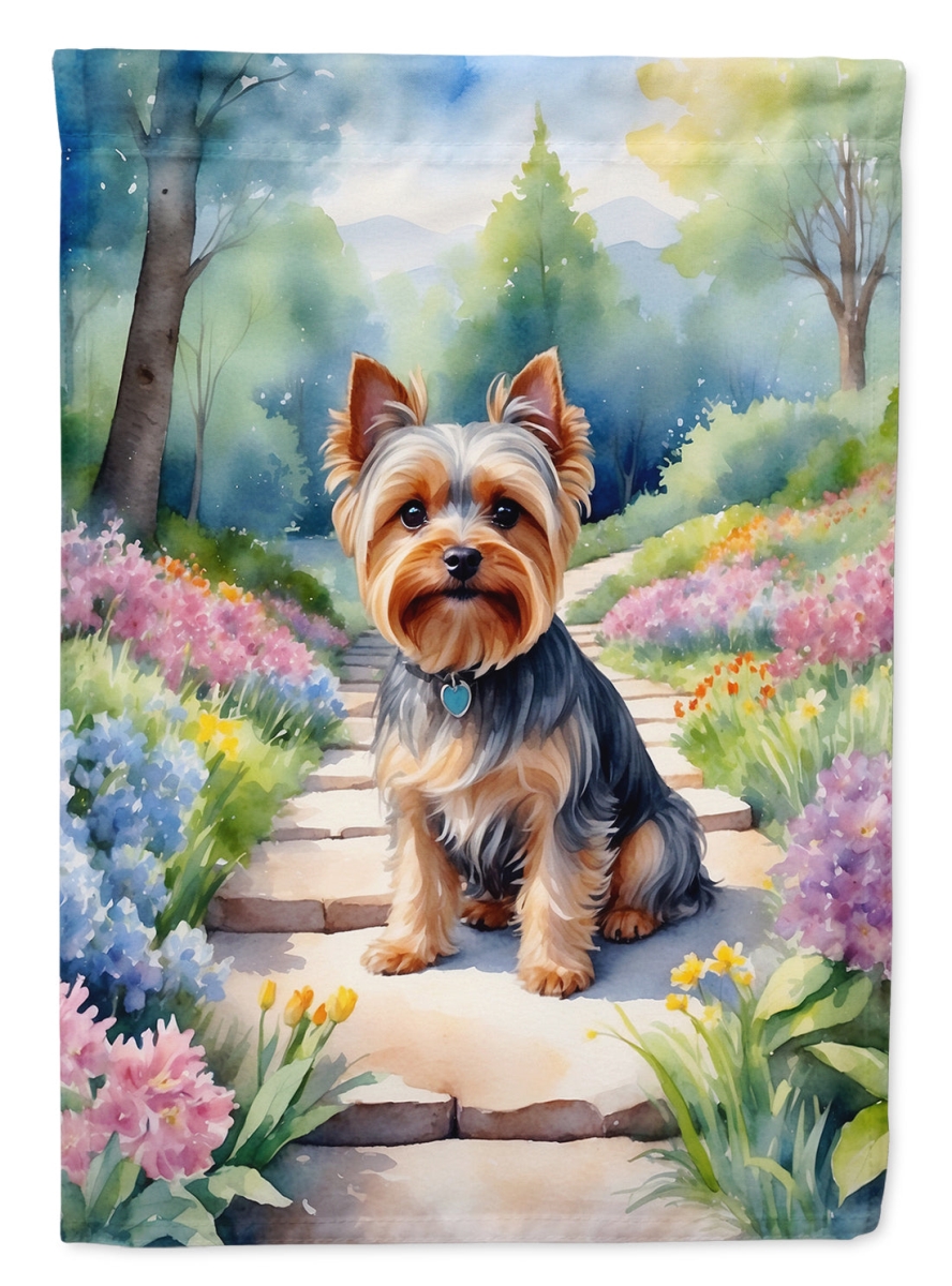 DAC6736GF 15.5 x 11.25 in. Yorkshire Terrier Spring Path Garden Flag
