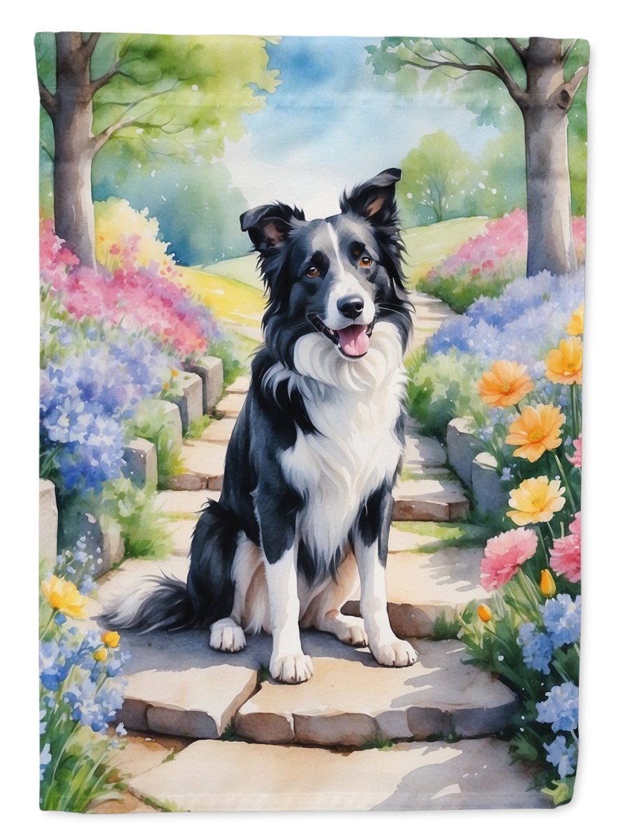 DAC6573CHF 40 x 28 in. Border Collie Spring Path House Flag