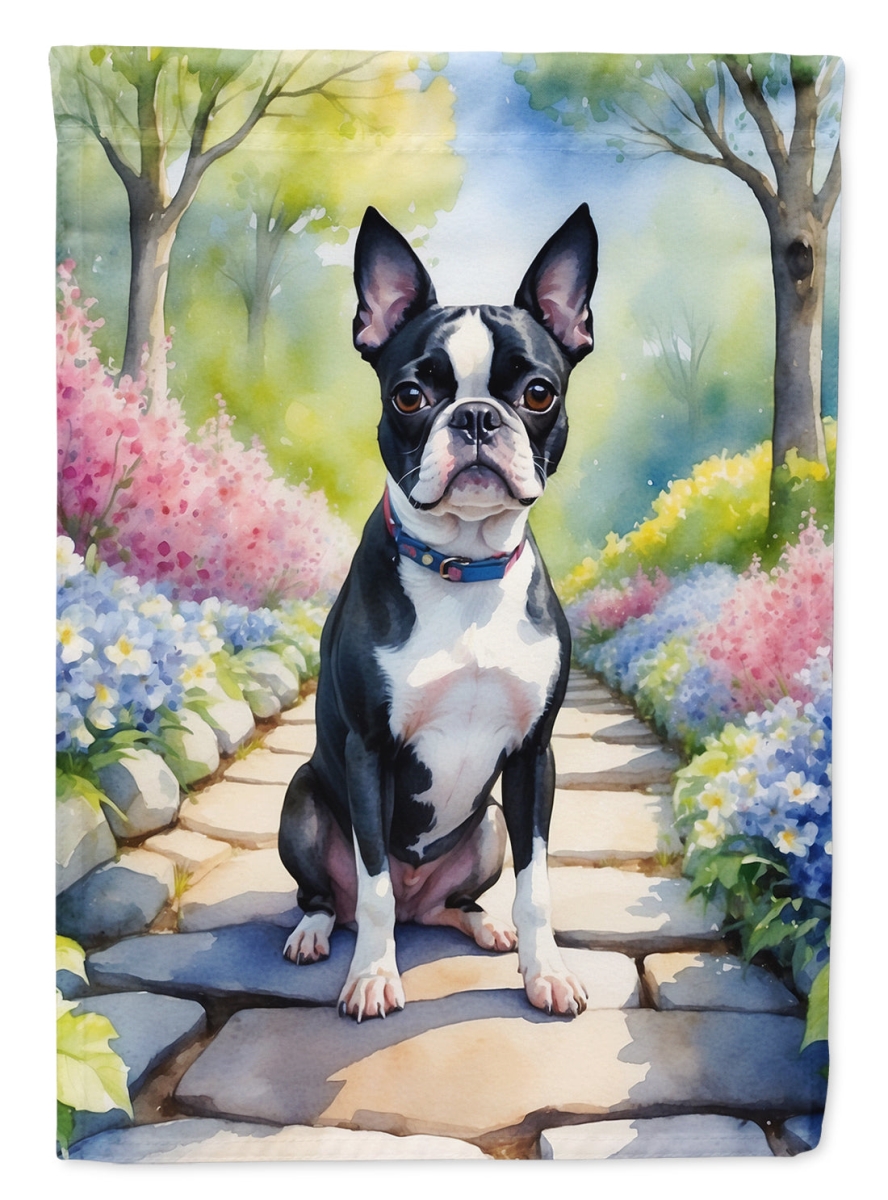 DAC6577CHF 40 x 28 in. Boston Terrier Spring Path House Flag