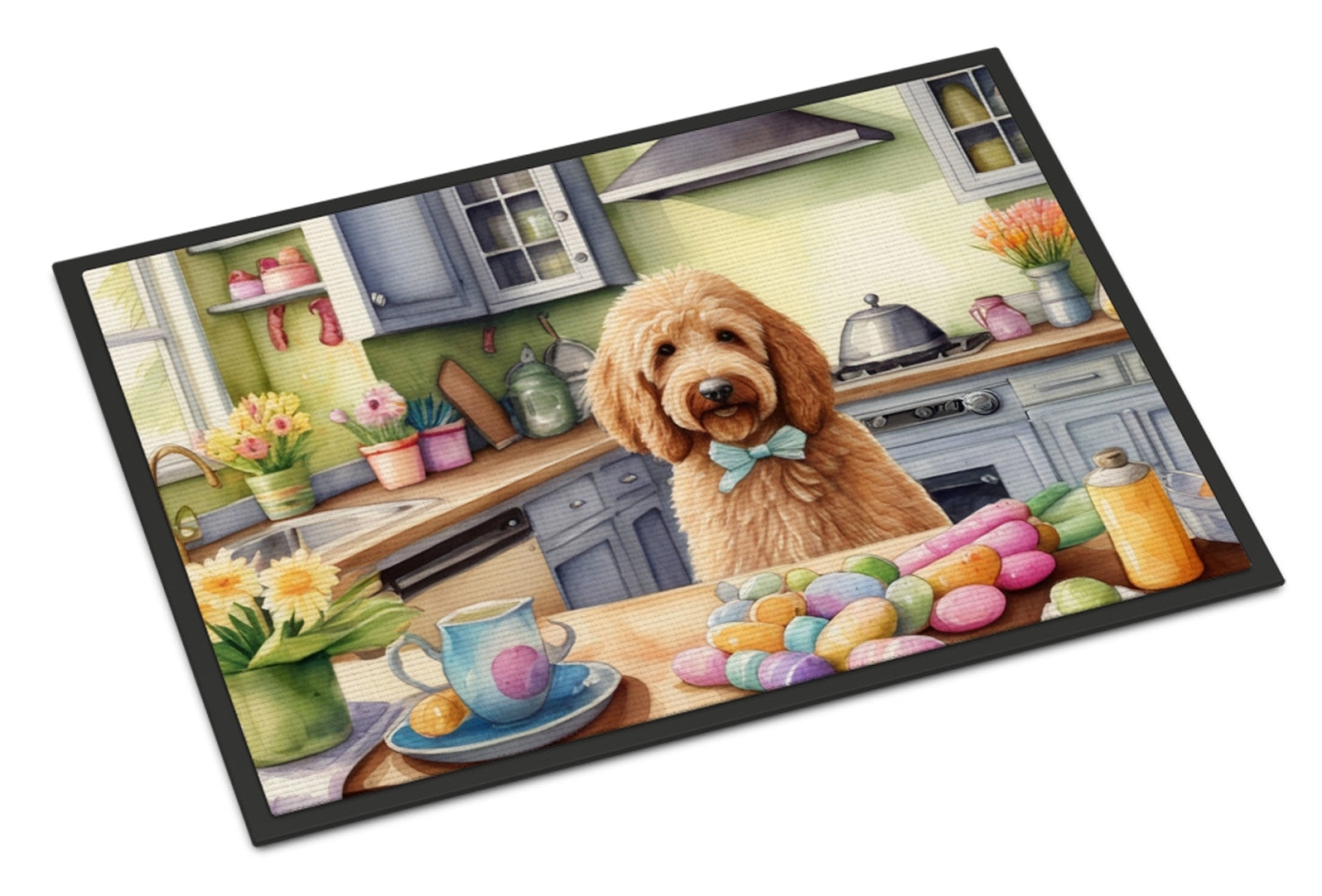DAC6823JMAT 24 x 36 in. Decorating Easter Goldendoodle Doormat