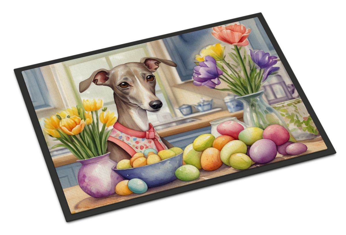 DAC6837JMAT 24 x 36 in. Decorating Easter Italian Greyhound Doormat