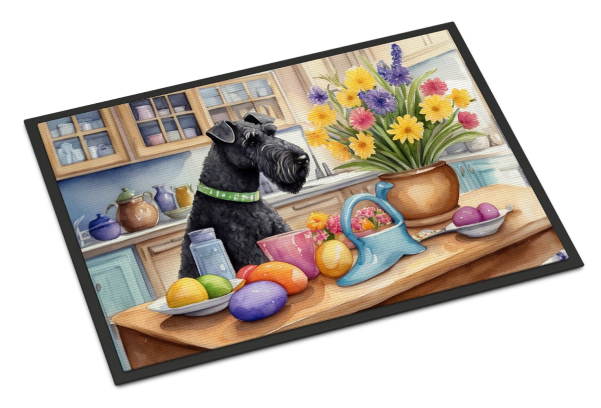 DAC6841JMAT 24 x 36 in. Decorating Easter Kerry Blue Terrier Doormat