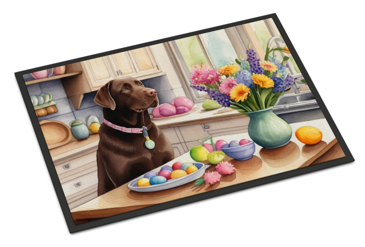 DAC6846JMAT 24 x 36 in. Decorating Easter Chocolate Labrador Retriever Doormat