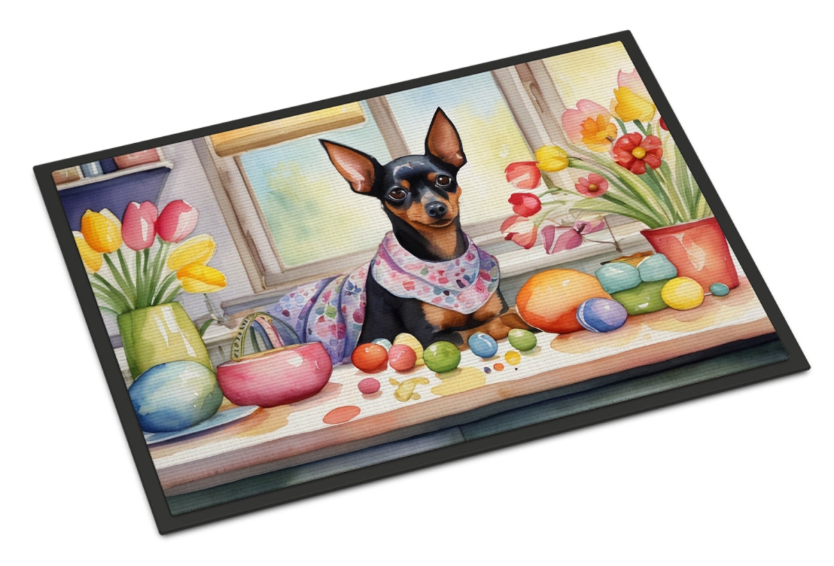 DAC6855JMAT 24 x 36 in. Decorating Easter Miniature Pinscher Doormat