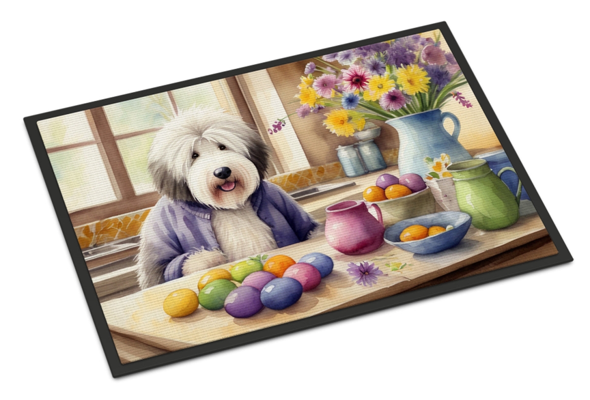DAC6863JMAT 24 x 36 in. Decorating Easter Old English Sheepdog Doormat