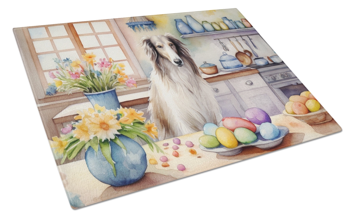 DAC6769LCB 15 x 12 in. Decorating Easter Borzoi Glass Cutting Board