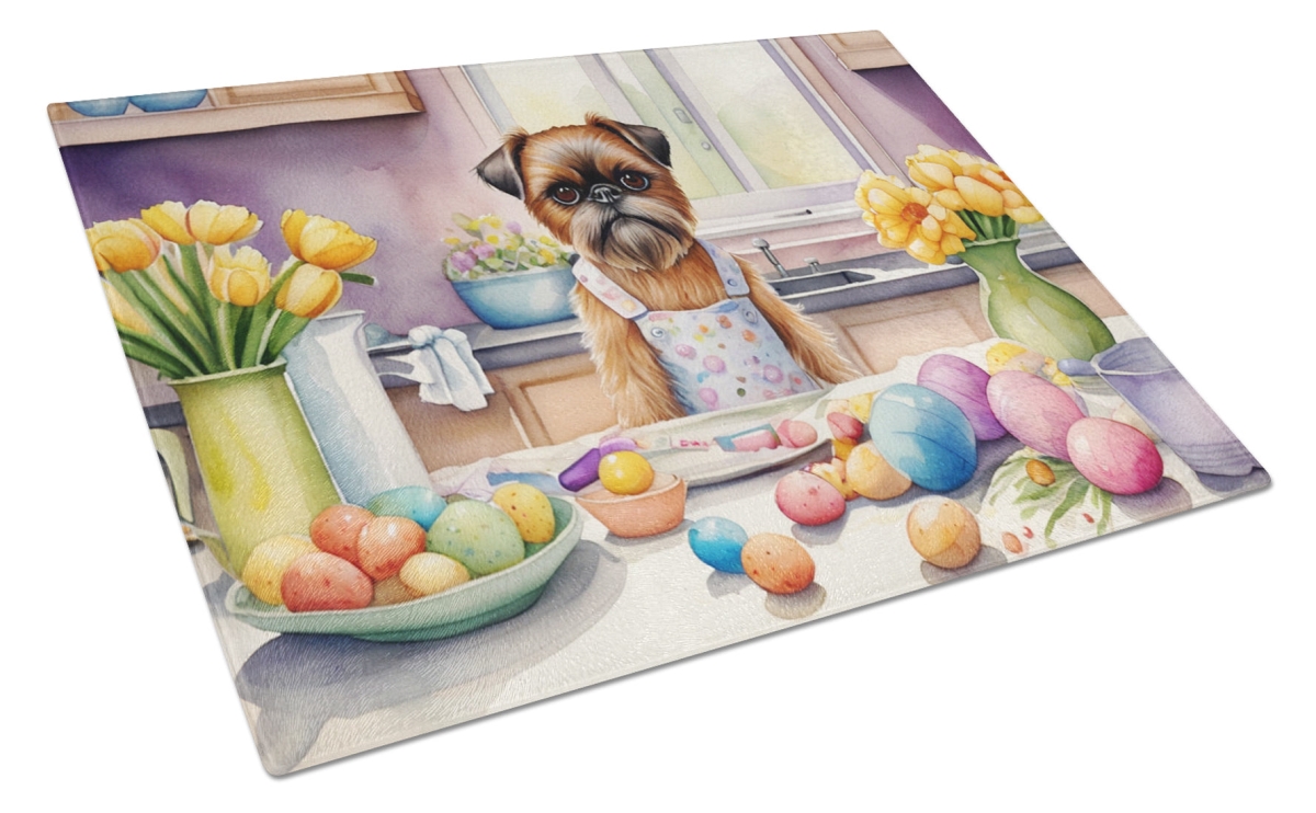 DAC6777LCB 15 x 12 in. Decorating Easter Brussels Griffon Glass Cutting Board