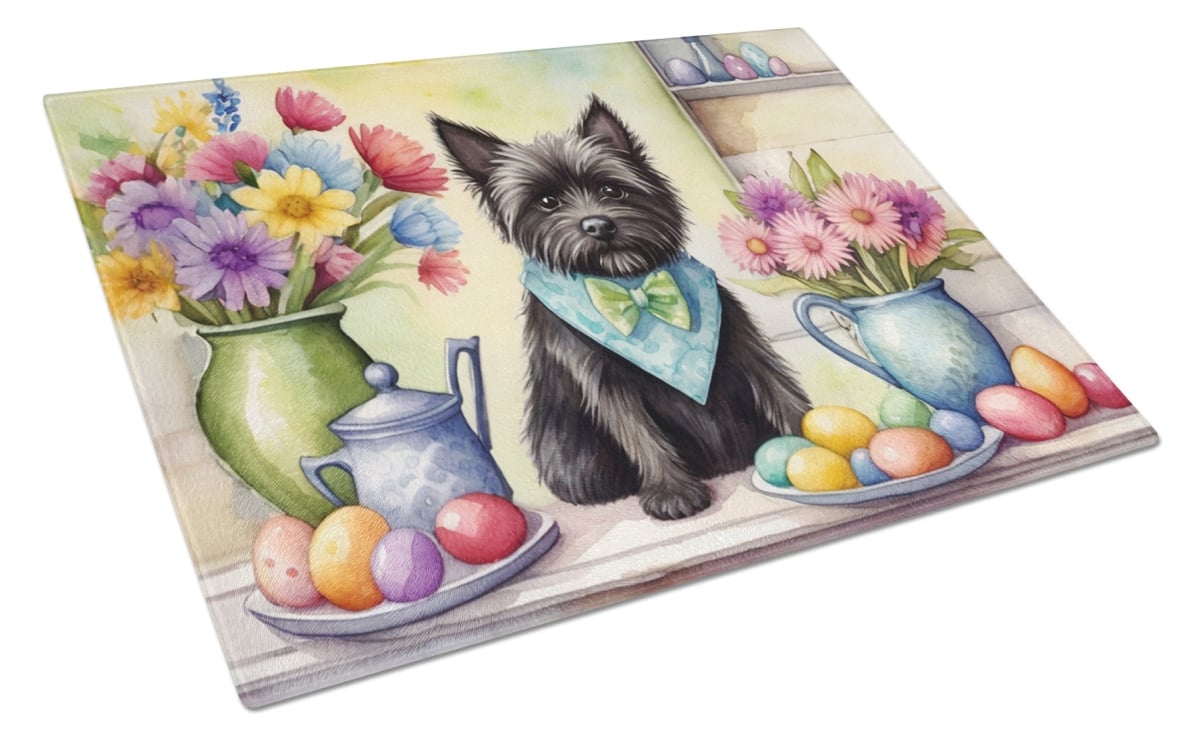 DAC6781LCB 15 x 12 in. Decorating Easter Cairn Terrier Glass Cutting Board