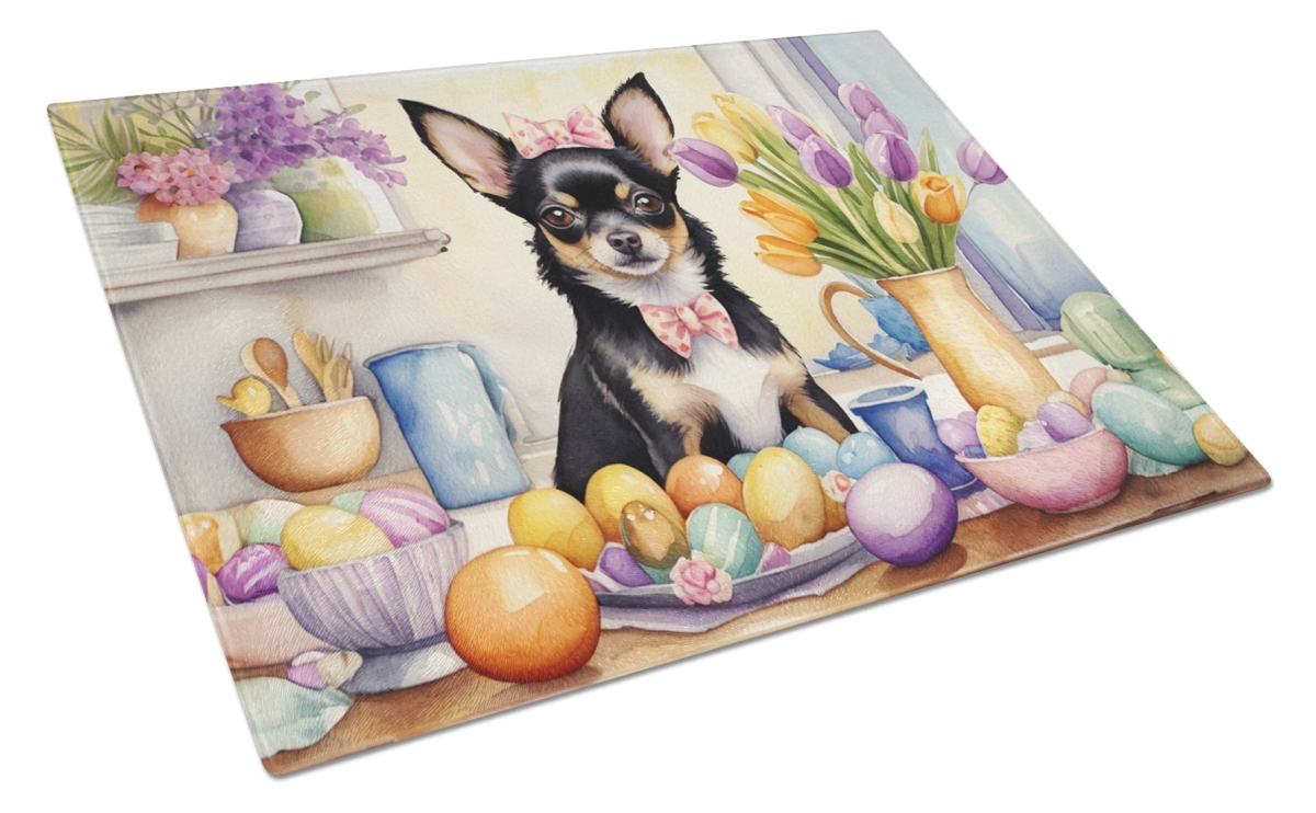 DAC6787LCB 15 x 12 in. Decorating Easter Chihuahua Glass Cutting Board