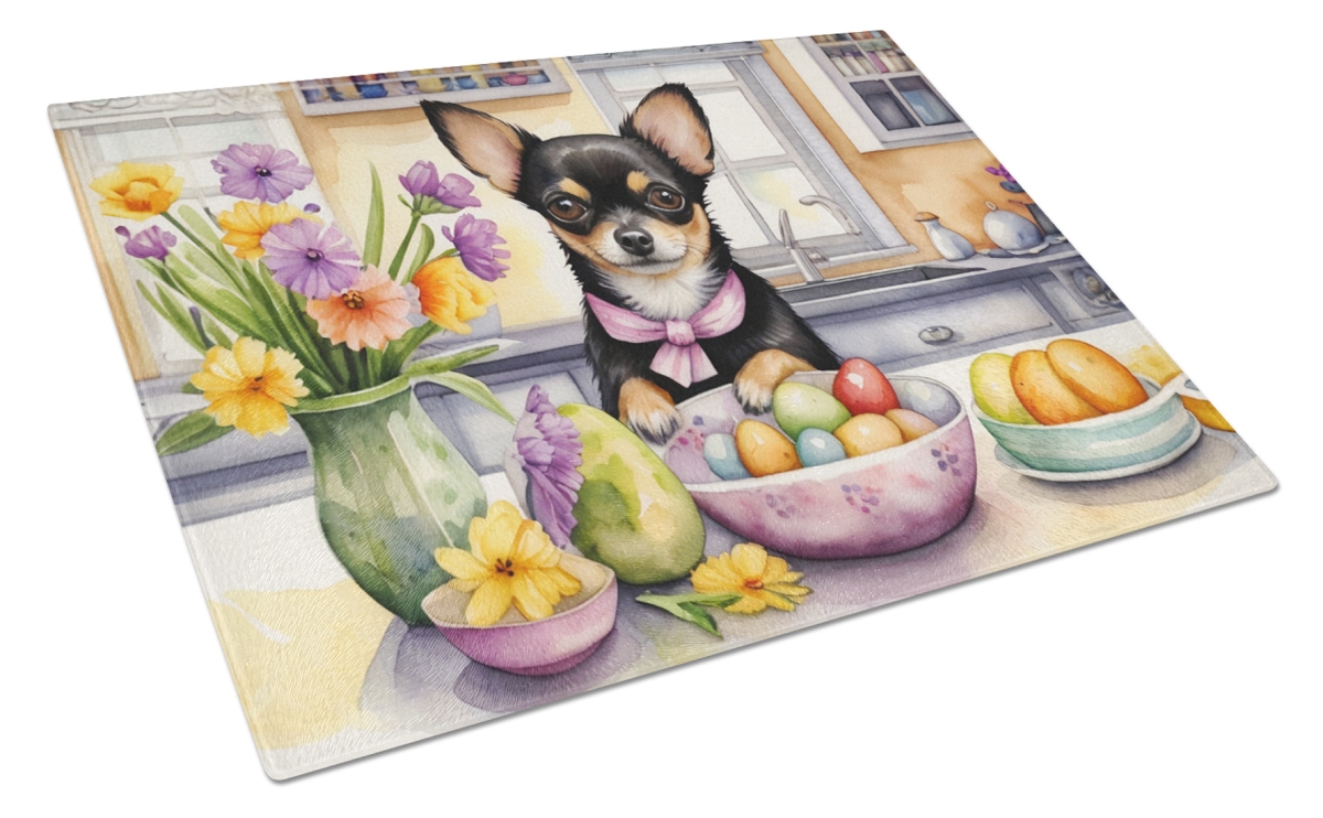 DAC6788LCB 15 x 12 in. Decorating Easter Chihuahua Glass Cutting Board