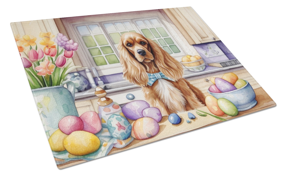 DAC6794LCB 15 x 12 in. Decorating Easter Cocker Spaniel Glass Cutting Board