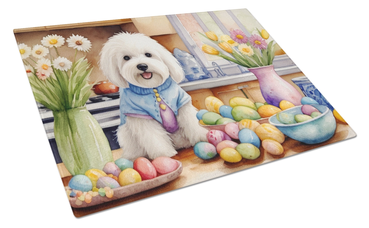 DAC6797LCB 15 x 12 in. Decorating Easter Coton de Tulear Glass Cutting Board