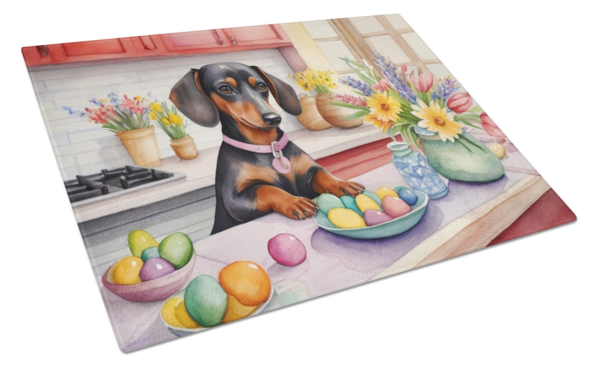 DAC6799LCB 15 x 12 in. Decorating Easter Dachshund Glass Cutting Board