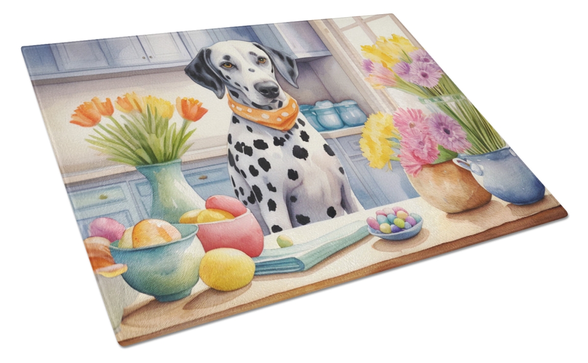 DAC6801LCB 15 x 12 in. Decorating Easter Dalmatian Glass Cutting Board