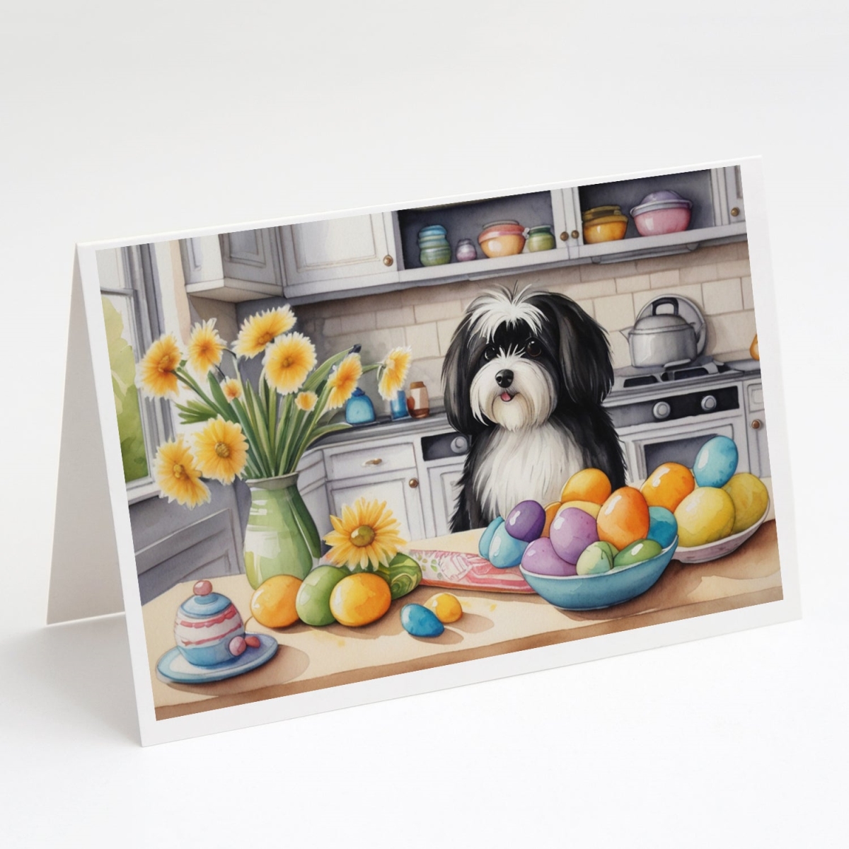 DAC6832GCA7P 5 x 7 in. Decorating Easter Havanese Greeting Cards - Pack of 8