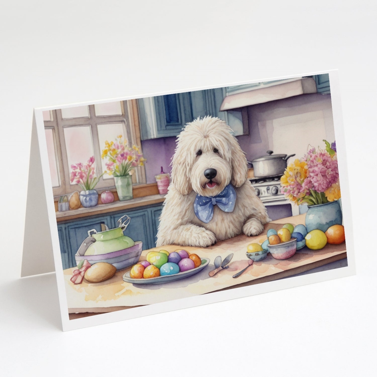 DAC6842GCA7P 5 x 7 in. Decorating Easter Komondor Greeting Cards - Pack of 8
