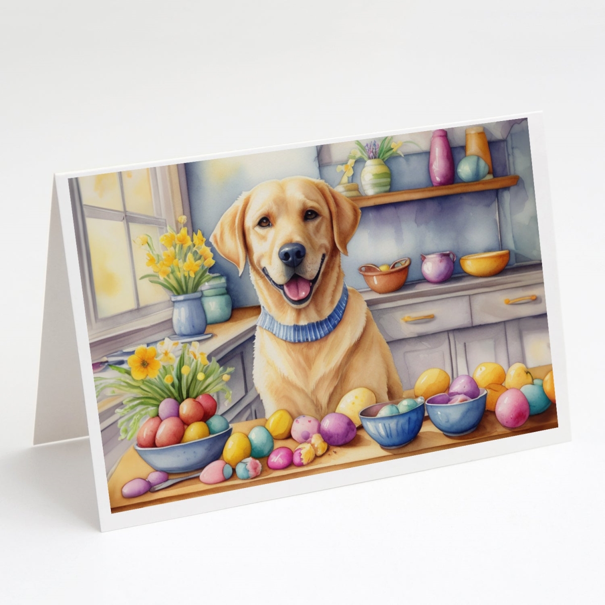DAC6847GCA7P 5 x 7 in. Decorating Easter Yellow Labrador Retriever Greeting Cards - Pack of 8