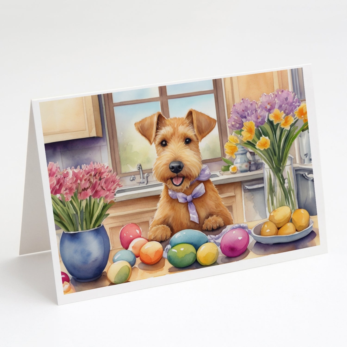 DAC6848GCA7P 5 x 7 in. Decorating Easter Lakeland Terrier Greeting Cards - Pack of 8
