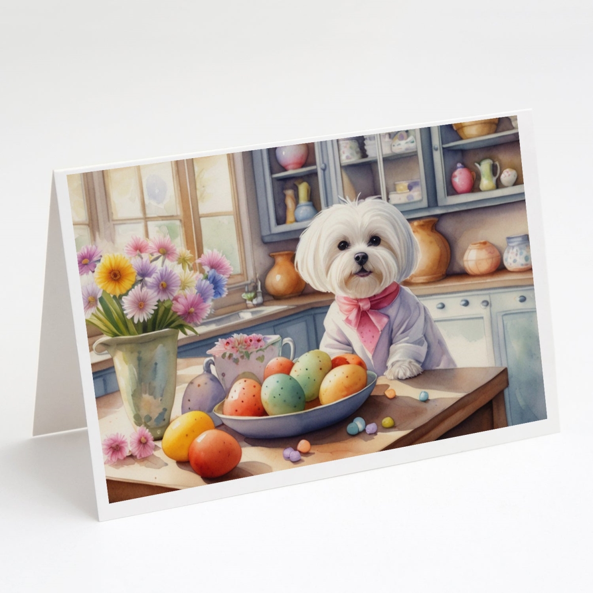 DAC6851GCA7P 5 x 7 in. Decorating Easter Maltese Greeting Cards - Pack of 8
