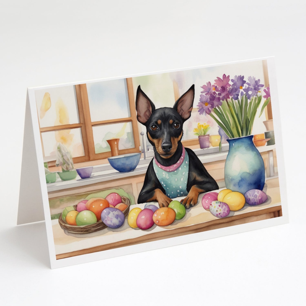 DAC6853GCA7P 5 x 7 in. Decorating Easter Manchester Terrier Greeting Cards - Pack of 8