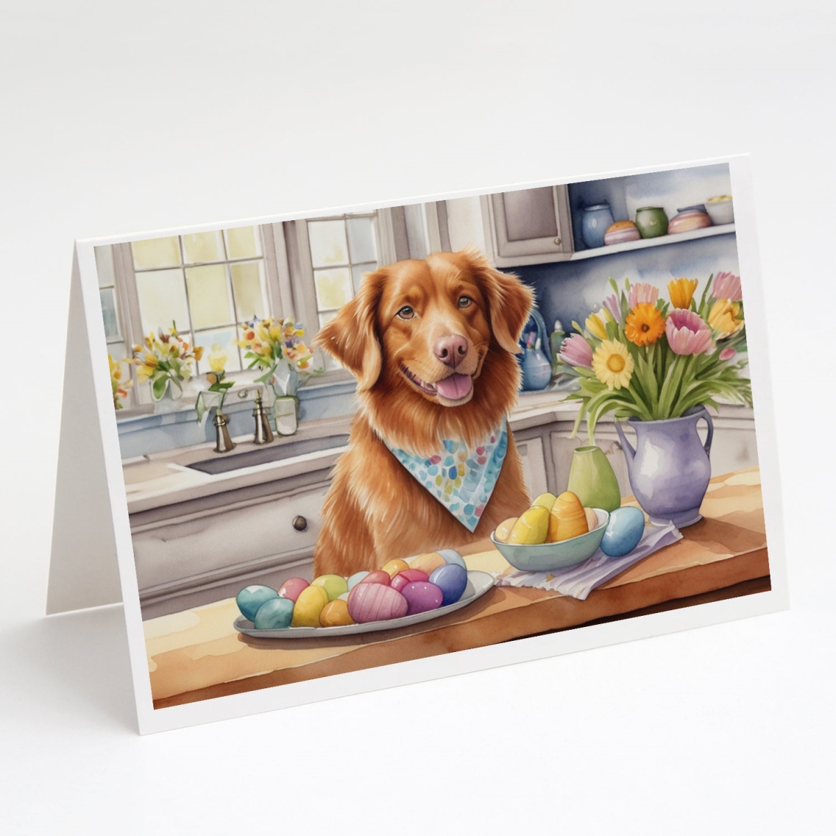 DAC6862GCA7P 5 x 7 in. Decorating Easter Nova Scotia Duck Tolling Retriever Greeting Cards - Pack of 8