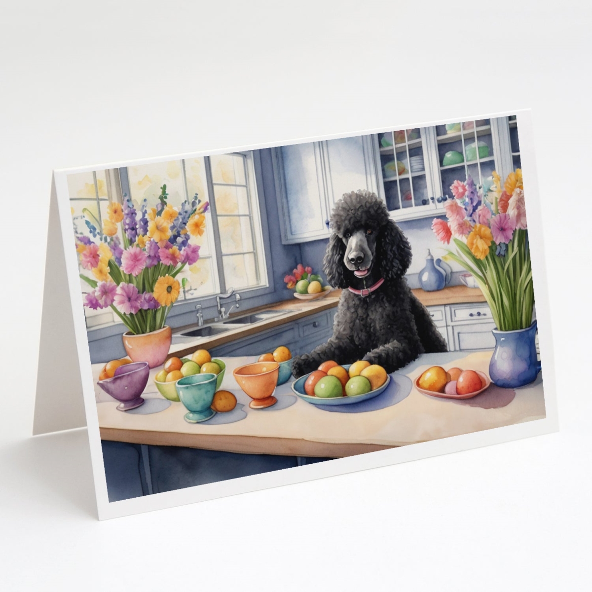 DAC6874GCA7P 5 x 7 in. Decorating Easter Black Poodle Greeting Cards - Pack of 8