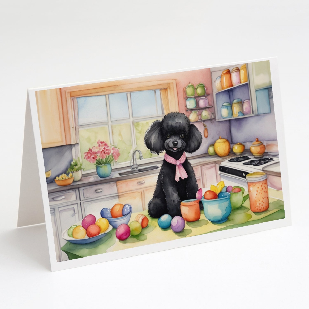 DAC6875GCA7P 5 x 7 in. Decorating Easter Black Poodle Greeting Cards - Pack of 8