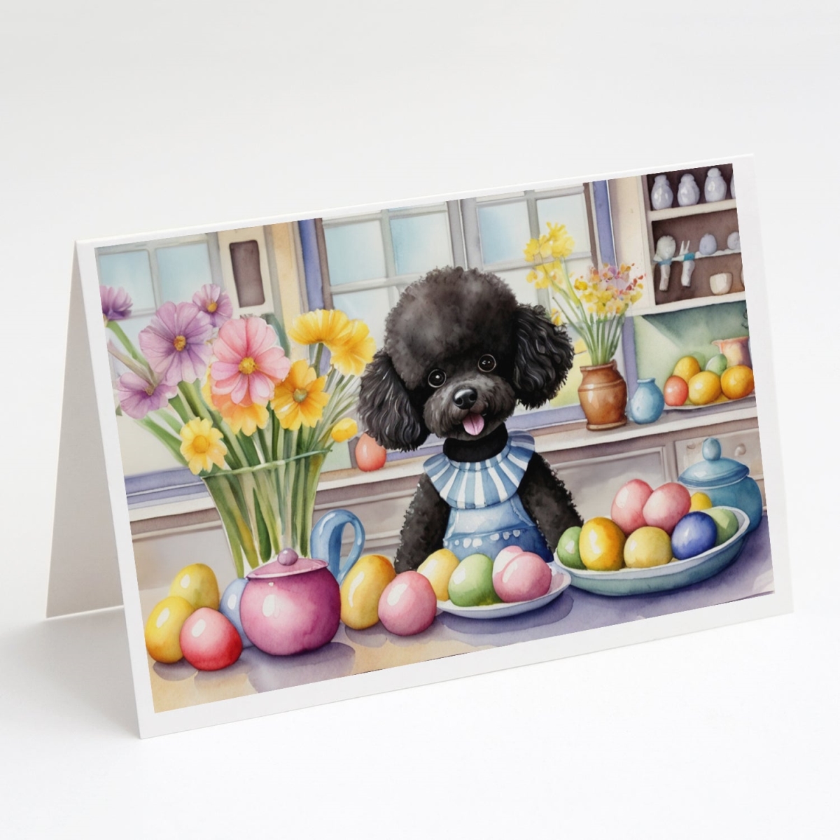 DAC6876GCA7P 5 x 7 in. Decorating Easter Black Poodle Greeting Cards - Pack of 8