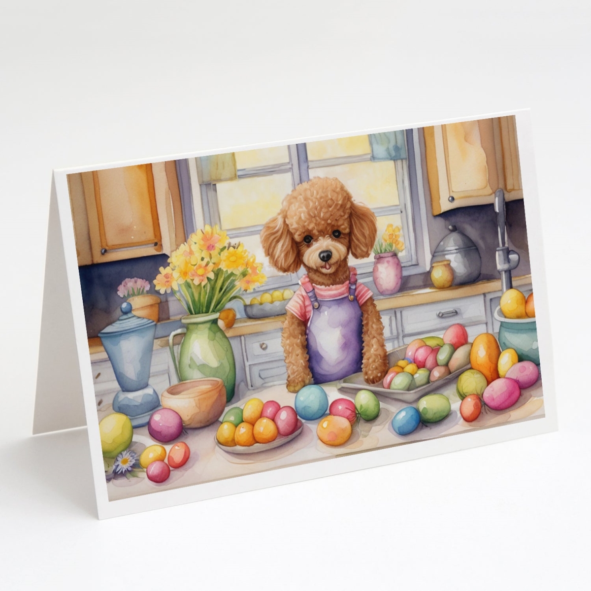 DAC6879GCA7P 5 x 7 in. Decorating Easter Poodle Greeting Cards - Pack of 8
