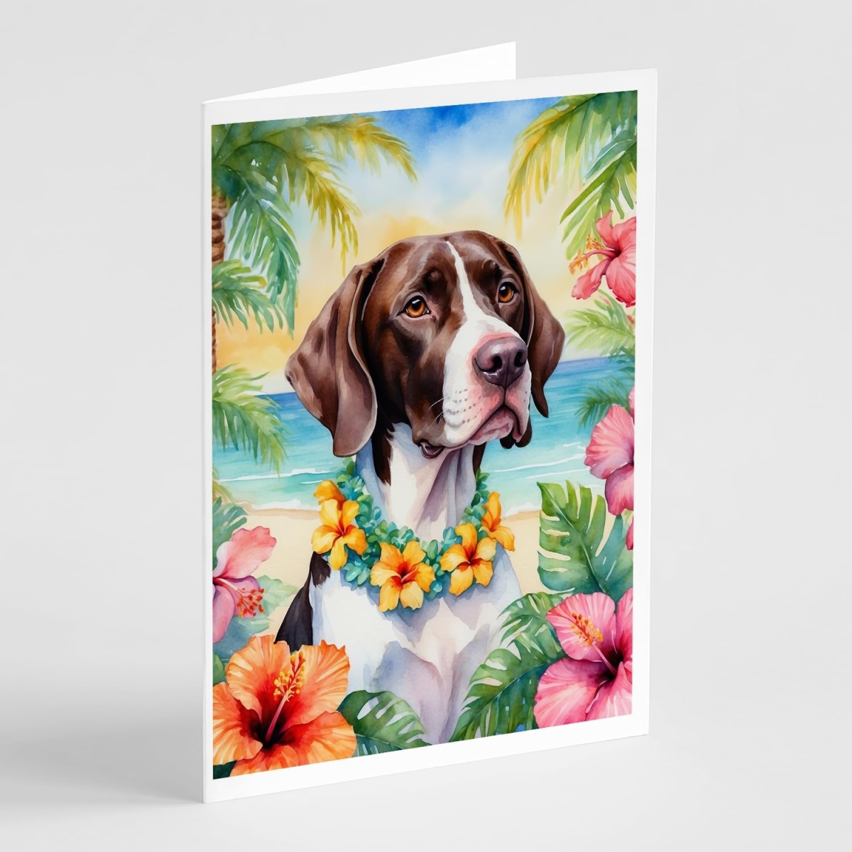 DAC6492GCA7P 5 x 7 in. Pointer Luau Greeting Cards - Pack of 8