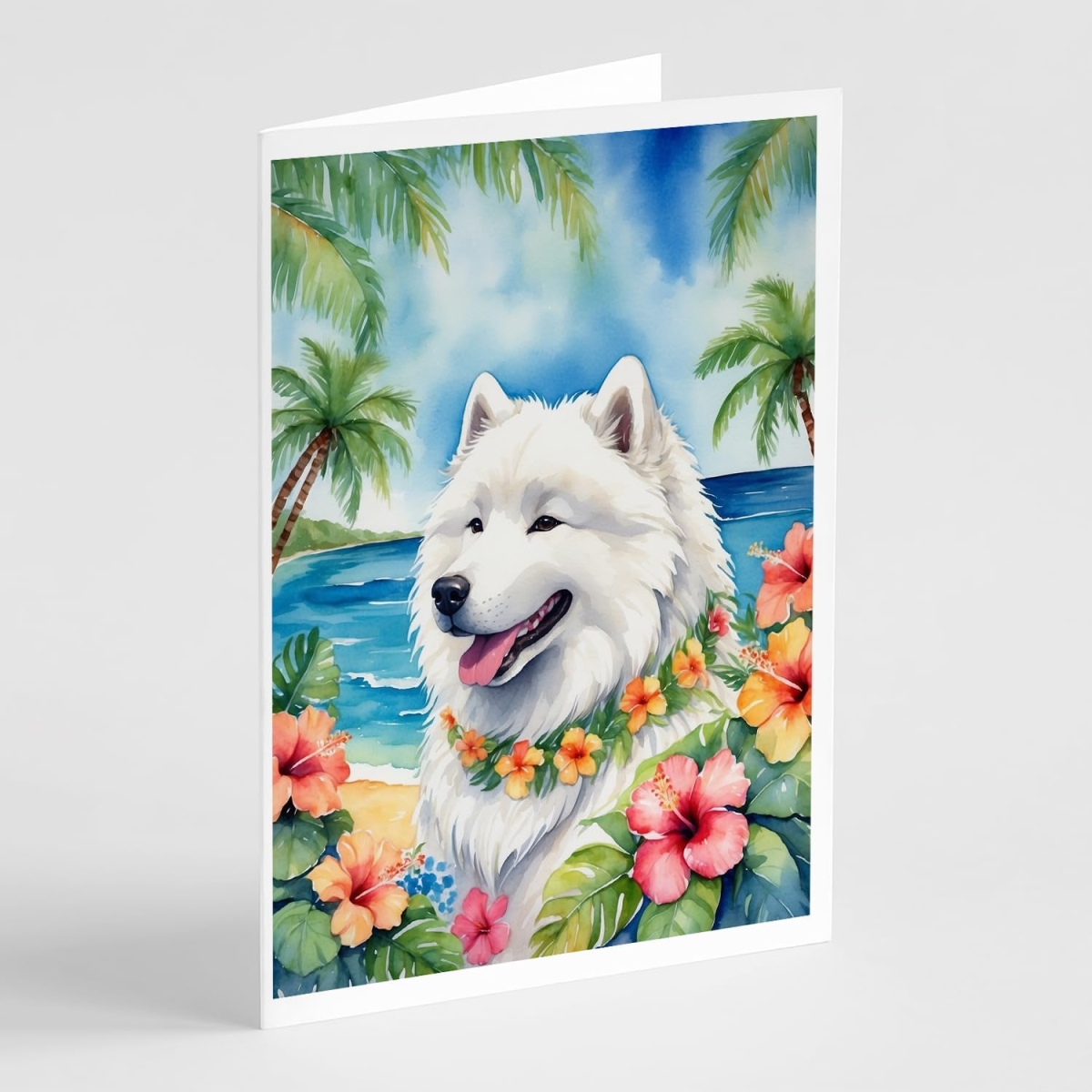 DAC6512GCA7P 5 x 7 in. Samoyed Luau Greeting Cards - Pack of 8