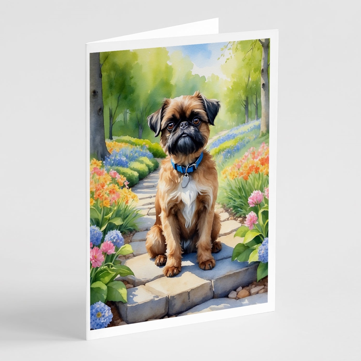 DAC6585GCA7P 5 x 7 in. Brussels Griffon Spring Path Greeting Cards - Pack of 8