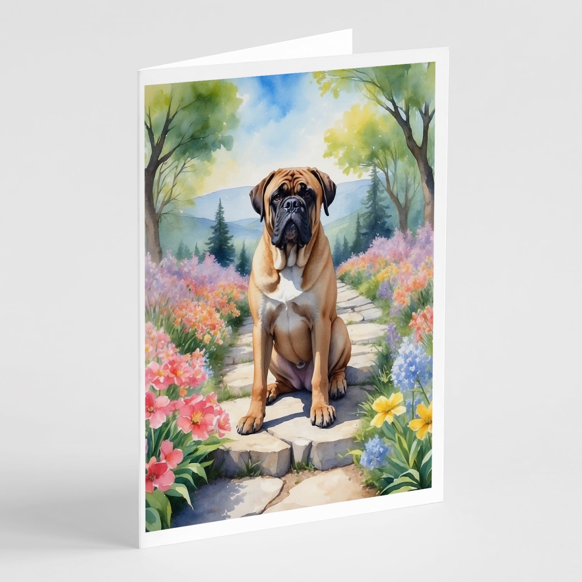 DAC6588GCA7P 5 x 7 in. Bullmastiff Spring Path Greeting Cards - Pack of 8