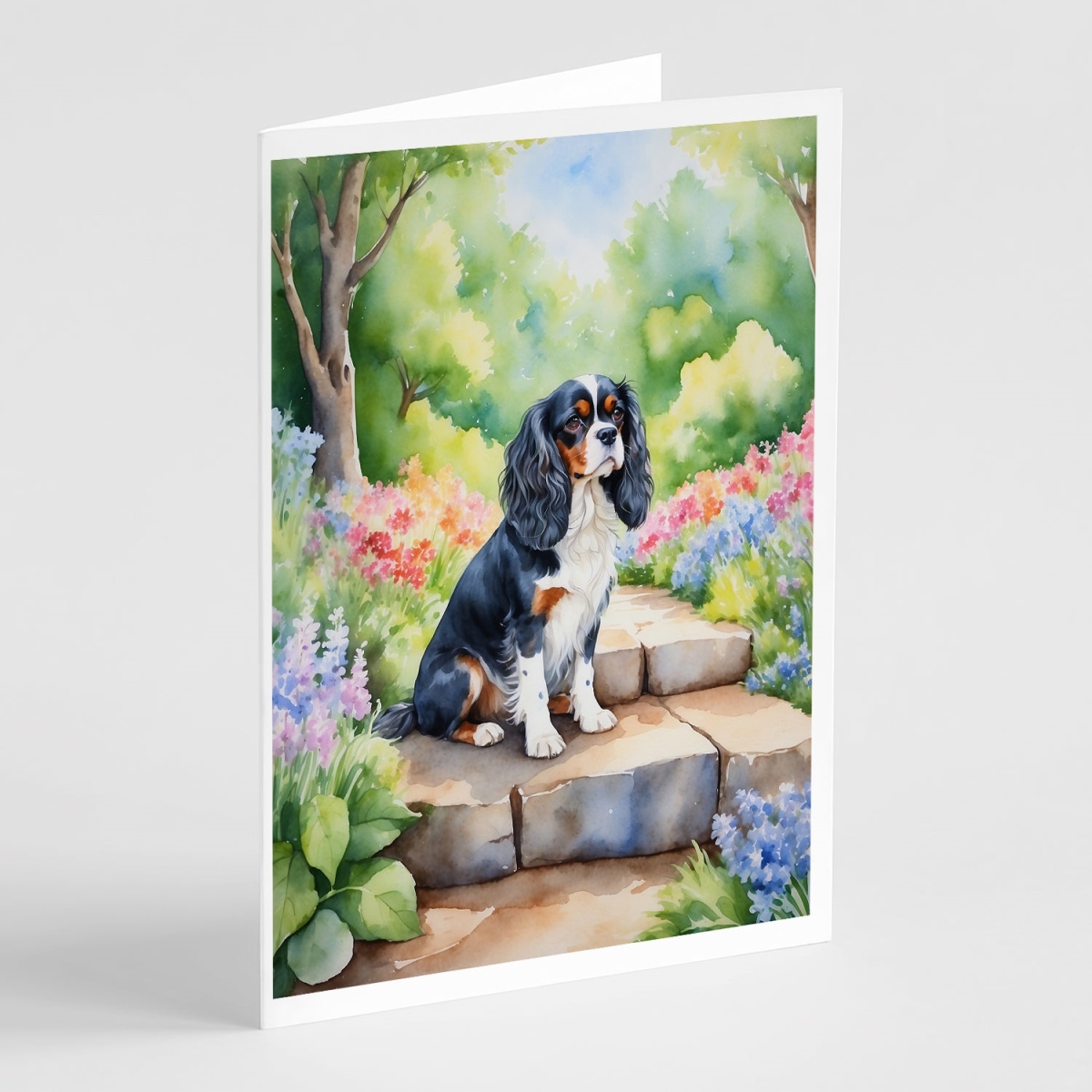 DAC6594GCA7P 5 x 7 in. Cavalier Spaniel Spring Path Greeting Cards - Pack of 8